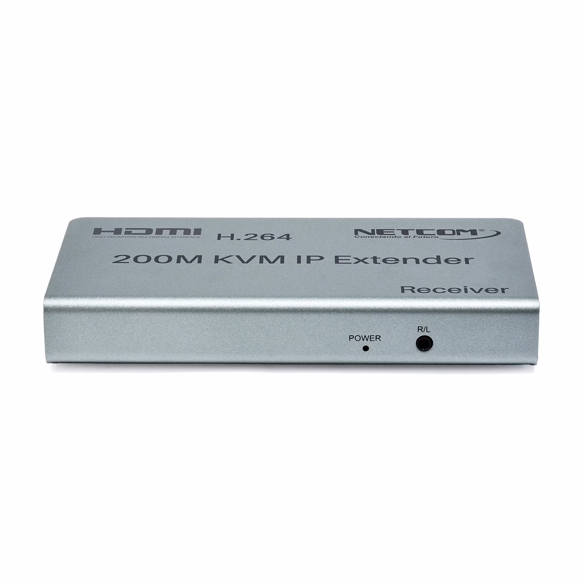 Extensor KVM 200M Over IP HDMI 1080p y USB Netcom PE-EXU200: Controla y Distribuye tu Señal HDMI a 200 Metros, Extender KVM 200 Metros Over IP, Kit extensor KVM HDMI sobre IP Netcom PE-EXU200, mostrando las dos unidades metálicas (transmisor y receptor) con sus múltiples puertos HDMI y USB, un producto profesional de HD Multimedia PERU SAC.