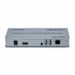 Extensor KVM 120 Metros HDMI 4K y USB Netcom PE-EXU120: Controla tus Equipos a Largas Distancias, Kit extensor KVM HDMI de 120 metros Netcom PE-EXU120, mostrando las dos unidades metálicas (transmisor y receptor) con sus múltiples puertos HDMI y USB, un producto profesional de HD Multimedia PERU SAC., Extender KVM 120M