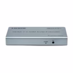 Extensor KVM HDMI con USB de 60 Metros Netcom PE-EXU060: Controla tu PC o DVR a 60 Metros de Distancia en 4K@60Hz, Kit extensor KVM HDMI Netcom PE-EXU060, mostrando las dos unidades metálicas (transmisor y receptor) con sus múltiples puertos HDMI y USB, un producto profesional de HD Multimedia PERU SAC.