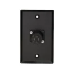 FacePlate Metálico SPEAKON Hembra Finder TM-140603: Conexiones de Parlante Profesionales y Ordenadas, Faceplate o placa de pared metálica de color negro marca Finder, con un conector Speakon hembra de 4 polos profesional instalado, producto para audio de HD Multimedia PERU SAC.