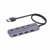 Hub USB  de  Puertos Acasis HS S con Switches Independientes Toma el Control de tus Conexiones Hub USB  de  puertos Acasis HS S de aluminio color gris oscuro mostrando sus cuatro botones e indicadores LED azules un accesorio de alta velocidad de HD Multimedia PERU SAC