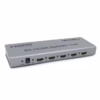 Splitter HDMI x K Hz  KHz Version  NETCOM PE SH Lleva tu Señal K a  Pantallas a la Vez Divisor HDMI K x Splitter HDMI x profesional Netcom PE SH de metal color gris mostrando su único puerto de entrada y sus cuatro puertos de salida para video K producto de HD Multimedia PERU SAC