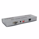 Splitter HDMI 1x4 8K 60Hz / 4K@120Hz Version 2.1 NETCOM PE-SH0204: Lleva tu Señal 8K a 4 Pantallas a la Vez, Divisor HDMI 8K 1x4, Splitter HDMI 1x4 profesional Netcom PE-SH0204 de metal color gris, mostrando su único puerto de entrada y sus cuatro puertos de salida para video 8K, producto de HD Multimedia PERU SAC.
