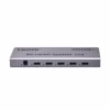 Splitter HDMI x K Hz  KHz Version  NETCOM PE SH Lleva tu Señal K a  Pantallas a la Vez Divisor HDMI K x Splitter HDMI x profesional Netcom PE SH de metal color gris mostrando su único puerto de entrada y sus cuatro puertos de salida para video K producto de HD Multimedia PERU SAC