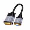 Adaptador activo DVI D a VGA Netcom PE EL mostrando el conector DVI D macho de aluminio y el puerto VGA hembra producto de HD Multimedia PERU SAC Conversor DVI a VGA NETCOM PE EL resistente con carcasa de aluminio   HD Multimedia PERU SAC