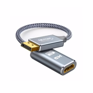 Adaptador DisplayPort a HDMI 4K 30Hz Enmallado NETCOM PE-VA0378: Conecta tu PC o Laptop a Cualquier Pantalla HDMI, Cable enmallado de nylon DisplayPort a HDMI 4K@30Hz NETCOM PE-VA0378 en HD Multimedia PERU SAC