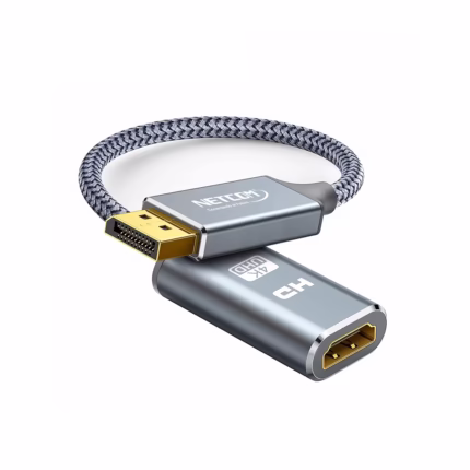 Adaptador DisplayPort a HDMI 4K 30Hz Enmallado NETCOM PE-VA0378: Conecta tu PC o Laptop a Cualquier Pantalla HDMI, Cable enmallado de nylon DisplayPort a HDMI 4K@30Hz NETCOM PE-VA0378 en HD Multimedia PERU SAC
