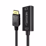 Adaptador DisplayPort a HDMI 4K@60Hz NETCOM PE-DP0185: Disfruta de una Fluidez 4K Real en tu TV, Adaptador activo DisplayPort a HDMI 4K@60Hz Netcom PE-DP0185, mostrando su cable corto y conectores dorados para una conexión de alta calidad, producto de HD Multimedia PERU SAC.