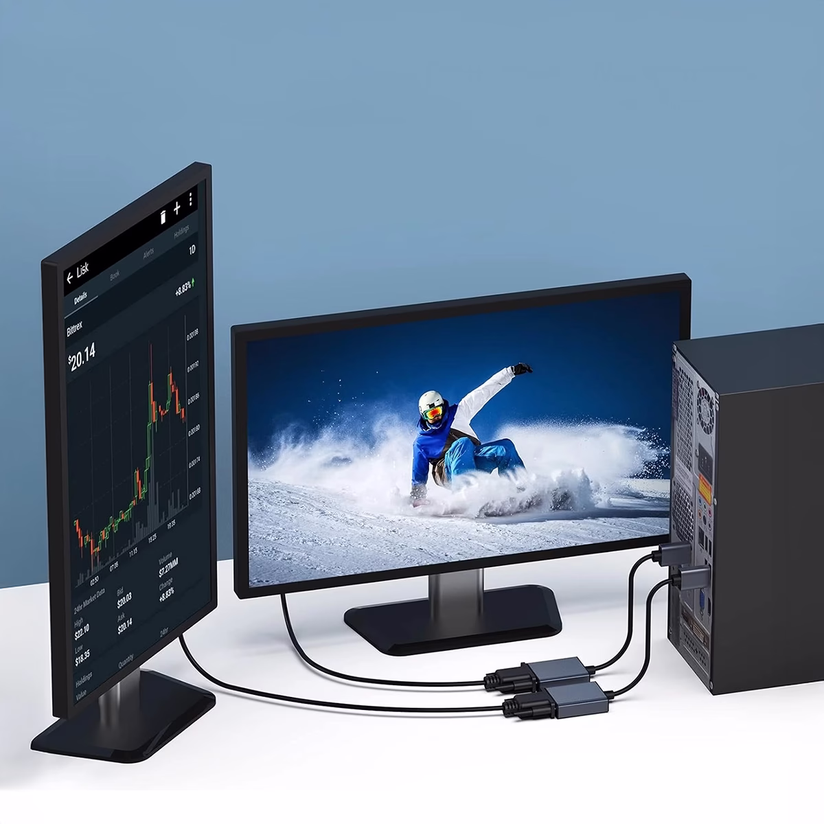 Adaptador DisplayPort a VGA Full HD NETCOM PE-DP0174: Conecta tu PC a Cualquier Proyector VGA sin Esfuerzo, Adaptador premium DisplayPort a VGA Netcom PE-DP0174, mostrando el cable corto enmallado, el conector DP macho de aluminio y el puerto VGA hembra, un producto de HD Multimedia PERU SAC.