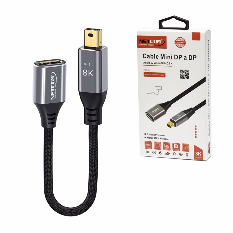 Adaptador Mini DisplayPort a DisplayPort NETCOM PE AD Desata la Máxima Calidad de tu MacBook o Surface en KHZ