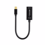 Adaptador Mini DisplayPort a HDMI 4K@60Hz NETCOM PE-DP0186: Disfruta de una Fluidez 4K Real, Adaptador activo Mini DisplayPort a HDMI 4K@60Hz Netcom PE-DP0186, mostrando su cable corto y conectores dorados para una conexión de alta calidad, producto de HD Multimedia PERU SAC.