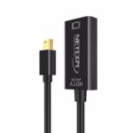 Adaptador Mini DisplayPort a HDMI 4K@60Hz NETCOM PE-DP0186: Disfruta de una Fluidez 4K Real, Adaptador activo Mini DisplayPort a HDMI 4K@60Hz Netcom PE-DP0186, mostrando su cable corto y conectores dorados para una conexión de alta calidad, producto de HD Multimedia PERU SAC.