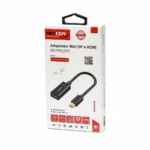 Adaptador Mini DisplayPort a HDMI 4K@60Hz NETCOM PE-DP0186: Disfruta de una Fluidez 4K Real, Adaptador activo Mini DisplayPort a HDMI 4K@60Hz Netcom PE-DP0186, mostrando su cable corto y conectores dorados para una conexión de alta calidad, producto de HD Multimedia PERU SAC.