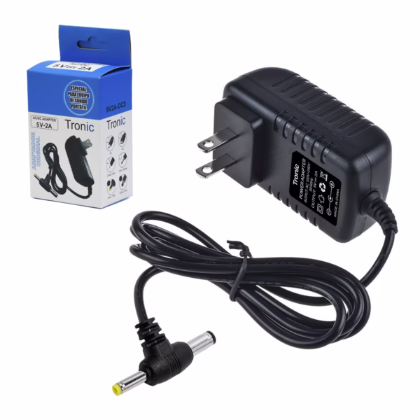 Adaptador 5V 2A con Punta Dual Tronic 5V2A-DC3: La Solución Universal para tus Equipos de 5V, Cargador 5V 2A Tronic con puntas 5.5x2.1mm y 4.0x1.7mm HD Multimedia PERU SAC
