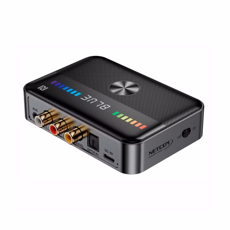 Adaptador de Audio Bluetooth Dual Receptor o Transmisor BT5.3 NETCOM PE-BTM013_____01 Adaptador de Audio Bluetooth Dual Receptor o Transmisor BT NETCOM PE BTM El Centro de Conectividad para tu Música