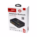 Adaptador de Audio Bluetooth Dual Receptor o Transmisor BT5.3 NETCOM PE-BTM013: El Centro de Conectividad para tu Música, Adaptador de audio Bluetooth 5.3 multifunción Netcom PE-BTM013, mostrando sus puertos óptico, coaxial, RCA y USB, y su anillo de luz RGB, un producto de audio versátil de HD Multimedia PERU SAC.
