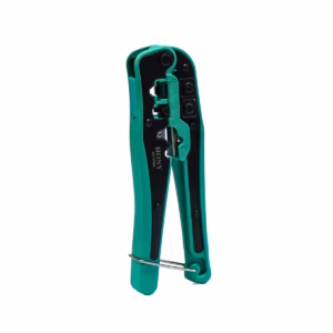Alicate Crimping Tool para RJ45 RJ12 RJ11 RJ9 HONY HY-376G, Alicate de prensado multifunción HONY HY-376G de color verde y negro, mostrando sus diferentes cabezales de crimpado para RJ45 y RJ11, una herramienta profesional de HD Multimedia PERU SAC.