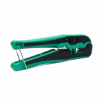 Alicate Crimping Tool para RJ45 RJ12 RJ11 RJ9 HONY HY-376G, Alicate de prensado multifunción HONY HY-376G de color verde y negro, mostrando sus diferentes cabezales de crimpado para RJ45 y RJ11, una herramienta profesional de HD Multimedia PERU SAC.