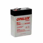 Batería Seca Recargable 4V 2.5AH Opalux DH425: Más Autonomía para tus Equipos Esenciales, Batería seca recargable Opalux DH425 de 4V 2.5AH, de color negro, mostrando sus terminales de conexión, un producto de energía de respaldo de HD Multimedia PERU SAC.
