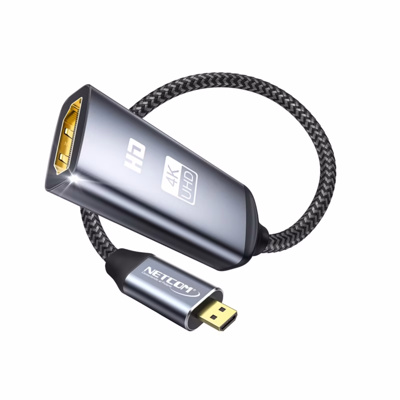Cable Adaptador Micro HDMI a HDMI KHz NETCOM PE VA Conecta tu Cámara GoPro o Raspberry Pi a lo Grande