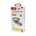 Cable Adaptador Mini HDMI a HDMI 4K@60Hz NETCOM PE-VA0376, Cable adaptador premium Mini HDMI a HDMI Netcom PE-VA0376, mostrando el cable corto enmallado y los conectores de aluminio dorados, un accesorio de alta calidad de HD Multimedia PERU SAC.