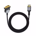 Cable DVI a HDMI Premium NETCOM PE-DV0855 – 1.8 Metros, Cable DVI a HDMI premium Netcom PE-DV0855 de 1.8 metros, mostrando su resistente cable enmallado negro y sus conectores de aleación de aluminio y dorados, un producto de HD Multimedia PERU SAC.