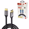 Cable DisplayPort K de  Metro NETCOM PE DP La Mejor Conexión Ultra HD Cable DisplayPort  de  metro Netcom PE DP enmallado y de color negro mostrando sus conectores premium de aleación de aluminio y contactos dorados un producto de HD Multimedia PERU SAC
