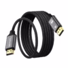 Cable DisplayPort a HDMI K de MT Enmallado NETCOM PE DH Conecta tu PC a tu TV sin Límites Cable premium DisplayPort a HDMI Netcom PE DH de  metros enmallado en nylon mostrando sus conectores de aleación de aluminio y contactos dorados producto de HD Multimedia PERU SAC