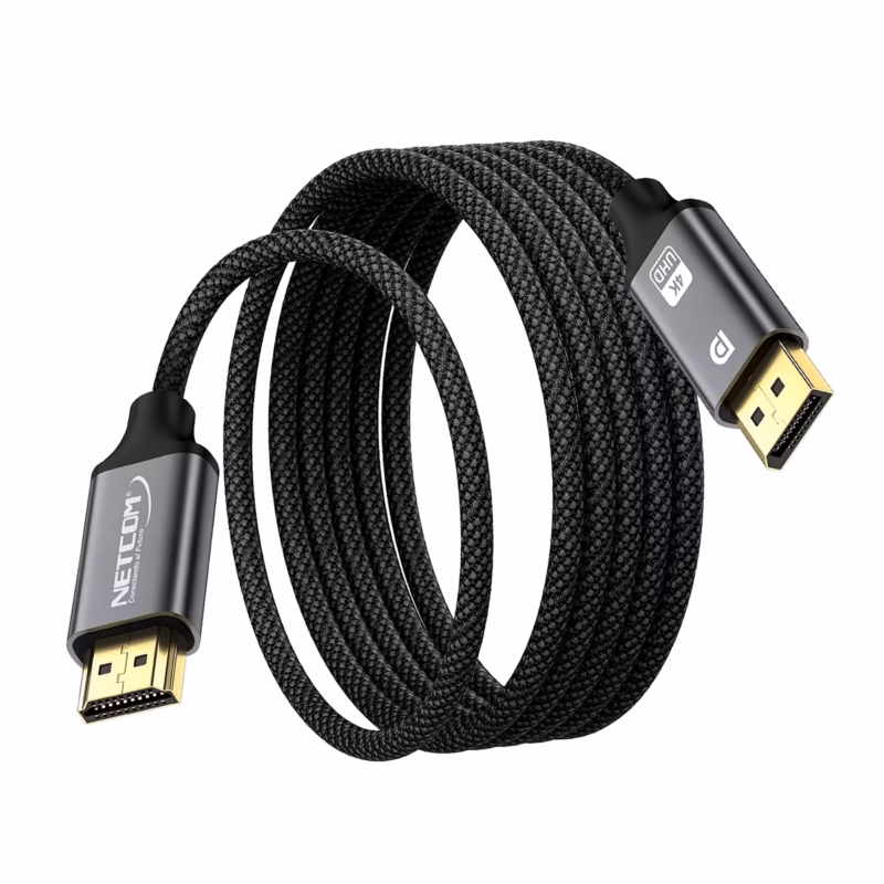 Cable DisplayPort a HDMI K de MT Enmallado NETCOM PE DH Conecta tu PC a tu TV sin Límites