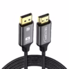 Cable DisplayPort a HDMI KHz MT Enmallado NETCOM PE DH La Conexión Perfecta entre tu PC y TV Cable premium DisplayPort a HDMI Netcom PE DH de  metros enmallado en nylon mostrando sus conectores de aleación de aluminio y contactos dorados producto de HD Multimedia PERU SAC