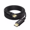 Cable DisplayPort a HDMI MT KHz NETCOM PE DP M | HD Multimedia PERU SAC Cable DisplayPort a HDMI premium de  metros Netcom PE DP M mostrando sus conectores dorados y su resistente cable de color negro producto de HD Multimedia PERU SAC