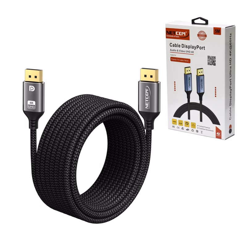 Cable DisplayPort de MT K NETCOM PE DP Enmallado El Cable Ideal para tus Proyectos
