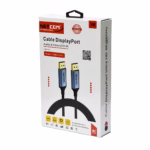Cable DisplayPort de 5MT Enmallado 4K@60Hz NETCOM PE-DP0194: El Cable Ideal para tus Proyectos, Cable DisplayPort premium de 5 metros Netcom PE-DP0194 enmallado y de color negro, mostrando sus conectores de aleación de aluminio con contactos dorados, un producto de HD Multimedia PERU SAC.