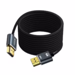 Cable HDMI 10MT 4K Slim Enmallado Ultra HD 4K@60HZ v2.0 NETCOM PE-HD0886: La Conexión Discreta y Resistente para Largas Distancias, Cable HDMI 4K ultra delgado y enmallado de 10 metros Netcom PE-HD0886, mostrando sus conectores premium de aleación de aluminio y contactos dorados, un producto de HD Multimedia PERU SAC.