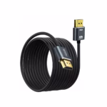 Cable HDMI 4K Slim 10MT Ultra HD 4K@60HZ v2.0 NETCOM PE-HD0896: La Conexión Discreta para Largas Distancias, Cable HDMI 4K ultra delgado y enmallado de 10 metros Netcom PE-HD0896, mostrando sus conectores premium de aluminio, un producto de HD Multimedia PERU SAC.