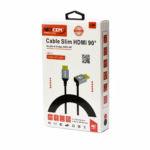 Cable HDMI 4K Slim 90 Grados 1.8M Ultra HD 4K@60Hz v2.0 NETCOM PE-HD0112: La Solución Perfecta para tu TV en la Pared, Cable HDMI 4K de 1.8m slim y enmallado Netcom PE-HD0112, destacando el conector en ángulo de 90 grados, un producto ideal para televisores montados en la pared de HD Multimedia PERU SAC.