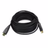 Cable HDMI de  Metros en Fibra Optica v KHz NETCOM PE HF Lleva tu Señal K sin Pérdidas Cable HDMI de fibra óptica Netcom PE HF de  metros delgado y de color negro mostrando sus conectores metálicos dorados con etiquetas Source y Display producto de HD Multimedia PERU SAC