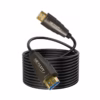 Cable HDMI de  Metros en Fibra Optica v KHz NETCOM PE HF Lleva tu Señal K sin Pérdidas Cable HDMI de fibra óptica Netcom PE HF de  metros delgado y de color negro mostrando sus conectores metálicos dorados con etiquetas Source y Display producto de HD Multimedia PERU SAC