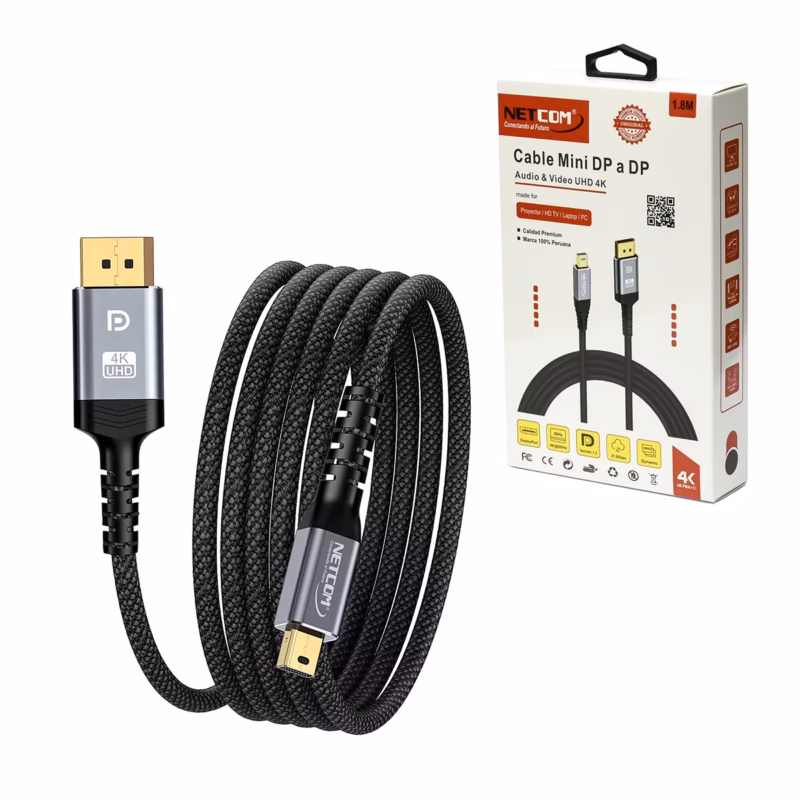Cable Mini DisplayPort a DisplayPort KHz NETCOM PE DP La Conexión Definitiva para tu MacBook o Surface