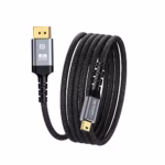 Cable Mini DisplayPort a DisplayPort 4K@60Hz NETCOM PE-DP0189: La Conexión Definitiva para tu MacBook o Surface, Cable premium bidireccional Mini DisplayPort a DisplayPort Netcom PE-DP0189 enmallado, mostrando sus conectores de aleación de aluminio y contactos dorados, un producto de HD Multimedia PERU SAC.