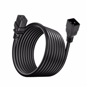 Cable Poder UPS C19 a C20 14AWG 16A 100% Cobre NETCOM PE-PW0083: La Conexión Esencial para tu Data Center, Cable de extensión de poder de alta capacidad Netcom PE-PW0083, mostrando el conector macho C20 y el conector hembra C19 para servidores y UPS, un producto profesional de HD Multimedia PERU SAC.
