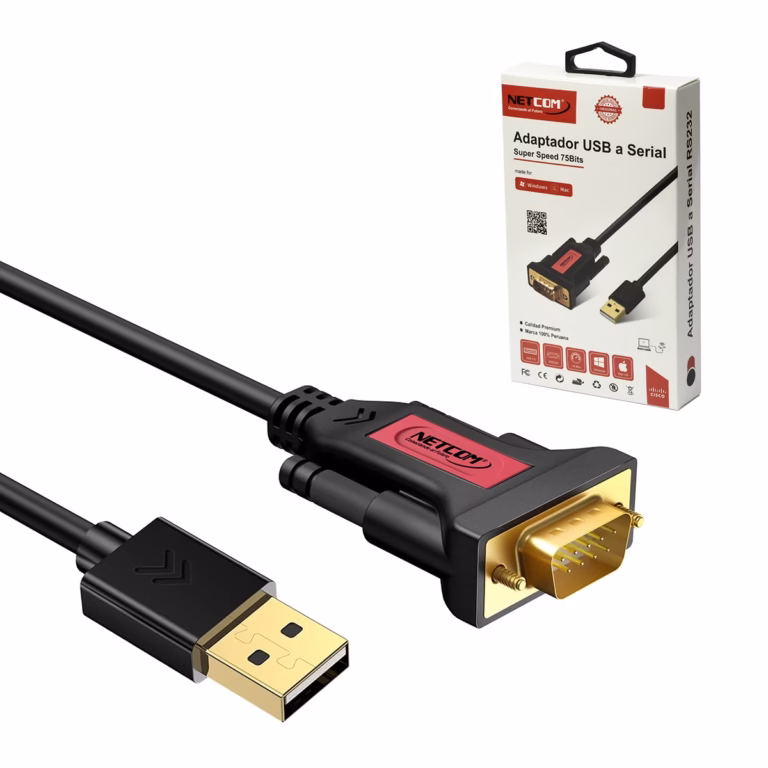 Cable USB a SERIAL RS232 75Bits NETCOM PE-US0369, Adaptador USB 2.0 a DB9 Macho NETCOM con chipset Prolific HD Multimedia PERU SAC