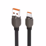 Cable USB a USB-C 50W de 1 Metro Enmallado Plano LDNIO LS211-C, Cable USB-A a USB-C enmallado plano de 1 metro LDNIO LS211-C, mostrando sus conectores metálicos de alta resistencia, un producto premium de HD Multimedia PERU SAC.