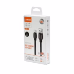 Cable USB a USB-C 50W de 1 Metro Enmallado Plano LDNIO LS211-C, Cable USB-A a USB-C enmallado plano de 1 metro LDNIO LS211-C, mostrando sus conectores metálicos de alta resistencia, un producto premium de HD Multimedia PERU SAC.