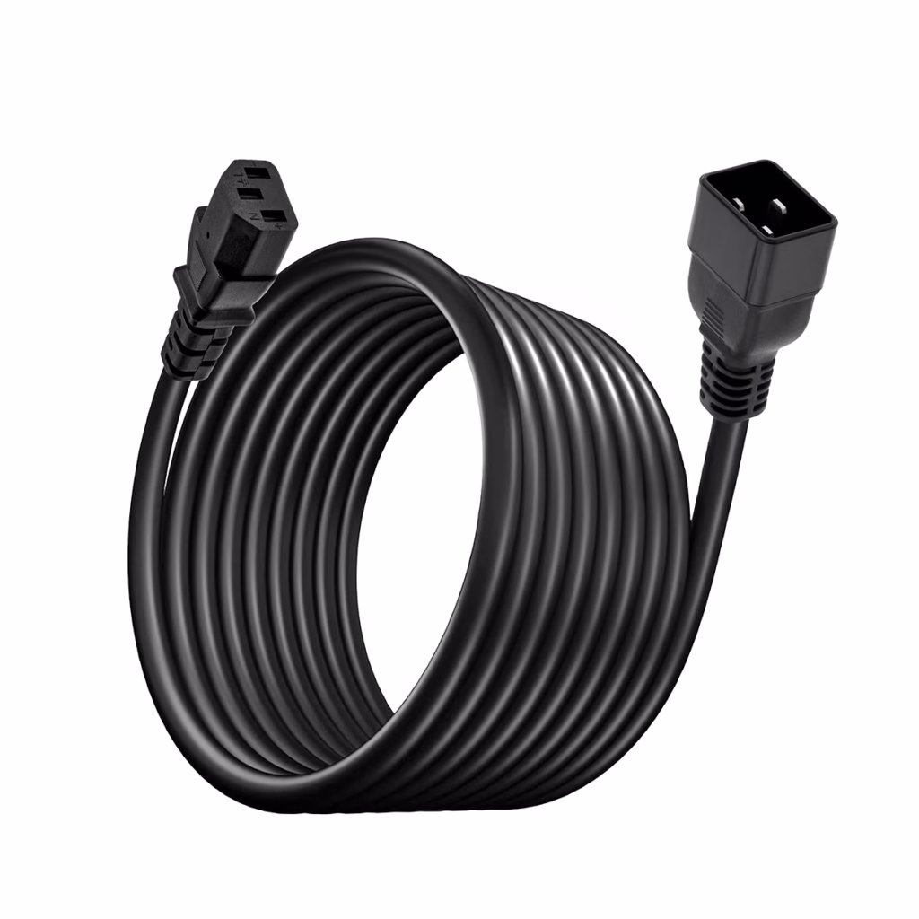Cable de Poder C a C AWG A  Metros NETCOM PE PW La Conexión Esencial para tu Data Center Cable de poder de alta capacidad Netcom PE PW mostrando el conector macho C y el conector hembra estándar C un cable profesional para PDU y UPS de HD Multimedia PERU SAC