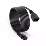 Cable de Poder C13 a C20 14AWG 16A 1.8 Metros NETCOM PE-PW0085: La Conexión Esencial para tu Data Center, Cable de poder de alta capacidad Netcom PE-PW0085, mostrando el conector macho C20 y el conector hembra estándar C13, un cable profesional para PDU y UPS de HD Multimedia PERU SAC.