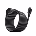 Cable de Poder Schuko 14AWG 16A 1.8 Metros NETCOM PE-PW0086: La Conexión Más Segura para tus Equipos Críticos, Cable de poder de alta resistencia Netcom PE-PW0086 de 1.8 metros, mostrando el enchufe Schuko y el conector C13 para computadora, un cable de grado médico de 14AWG de HD Multimedia PERU SAC.