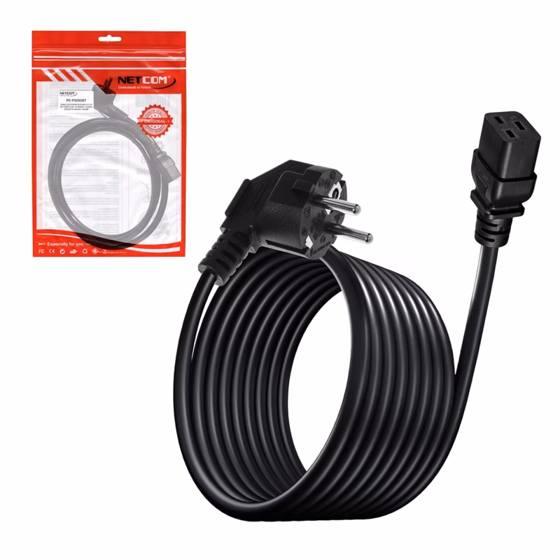 Cable de Poder Schuko a C NETCOM PE PW Calibre AWG A  Metros Energía de Máxima Capacidad para tus Servidores