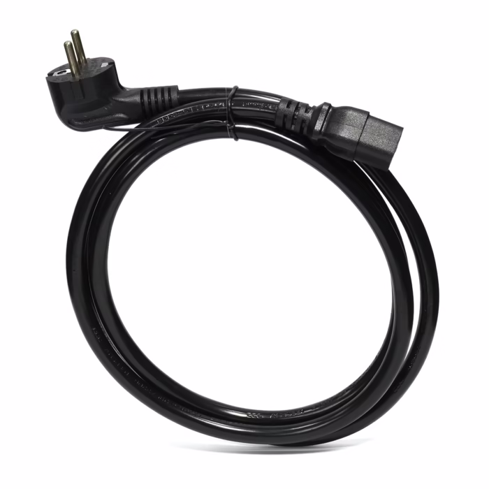 Cable de Poder Schuko a C AWG A  Metros NETCOM PE PW Energía de Máxima Capacidad para tus Servidores Cable de poder de alta capacidad Netcom PE PW mostrando el enchufe de pared Schuko y el conector rectangular C para servidores un producto de grado profesional de HD Multimedia PERU SAC
