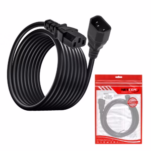 Cable para UPS C13 a C14 16A 14AWG 1.8 Metros NETCOM PE-PW0080: La Conexión Más Segura para tu UPS y Servidores, Cable de poder de alta resistencia Netcom PE-PW0080 de 1.8 metros, mostrando el conector macho C14 y el conector hembra C13 para UPS y servidores, un producto de grado profesional de HD Multimedia PERU SAC.